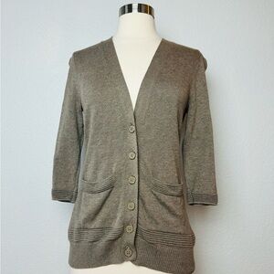 Banana Republic Cardigan Sweater Womens S Brown Button Front Pockets Rayon Blend
